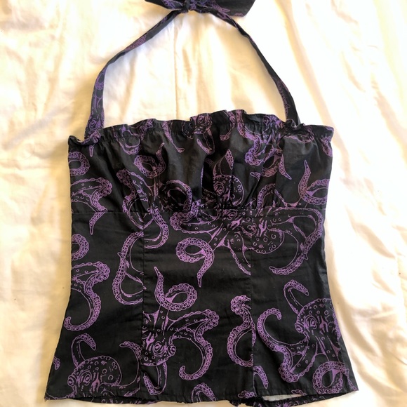 Octopus print New Retro halter top medium large - Picture 1 of 9